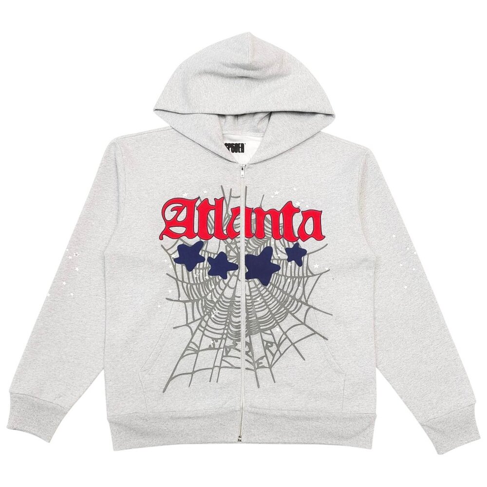 Sp5der Atlanta Full Zip Hoodie Heather Grey | Spider Worldwide